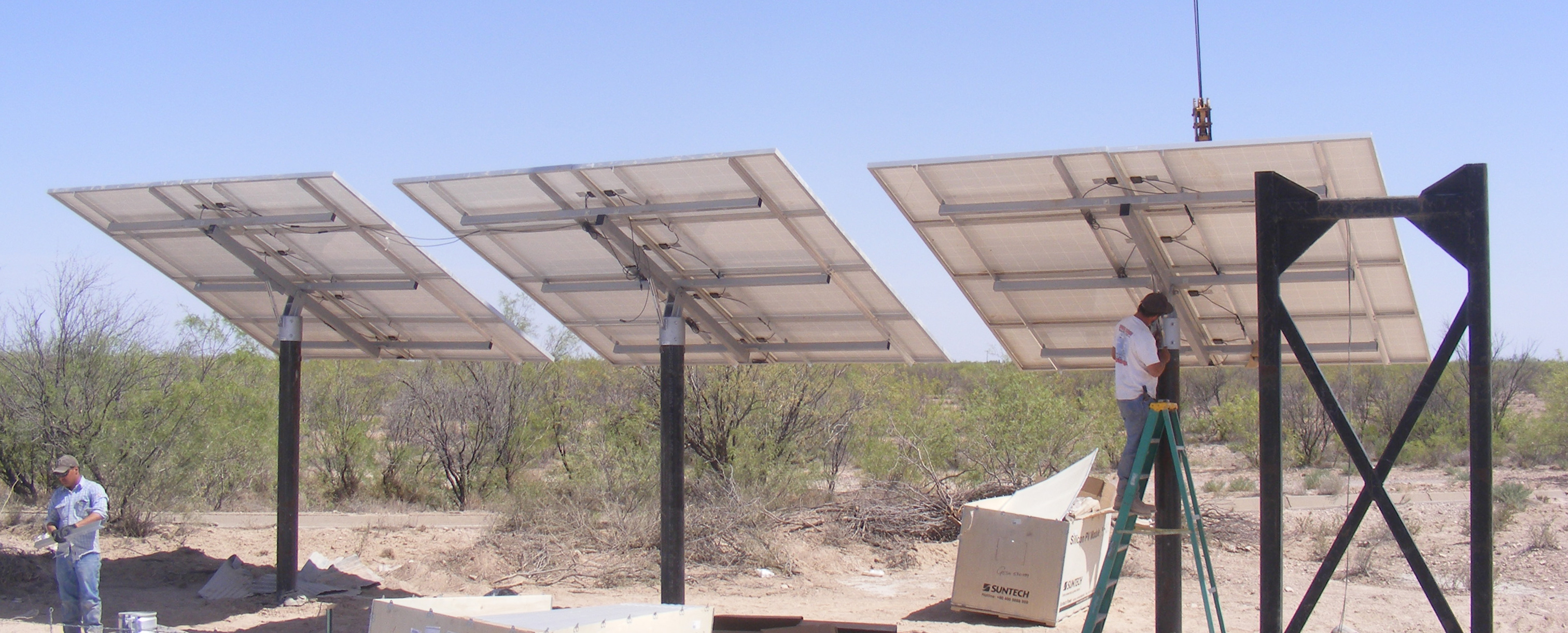 Spring Branch Water Well - SunRotor XR (Installing Mounted Solar Array to Mounting Pole)